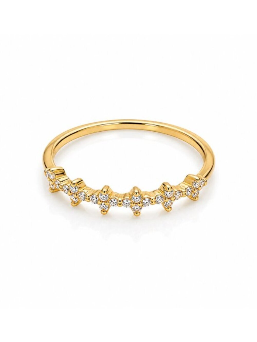 NWT Neve Flower Stacking Ring // 14kt Gold Vermeil + CZ (SIZE 7)